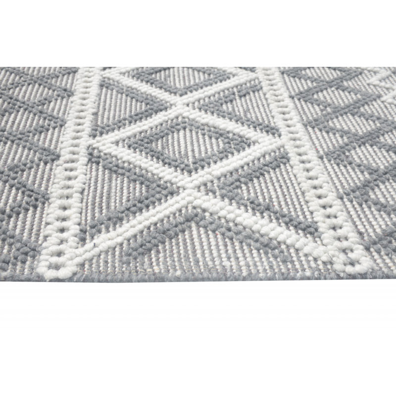 Tapis gris Dhurrie 6 pi x 9 pi