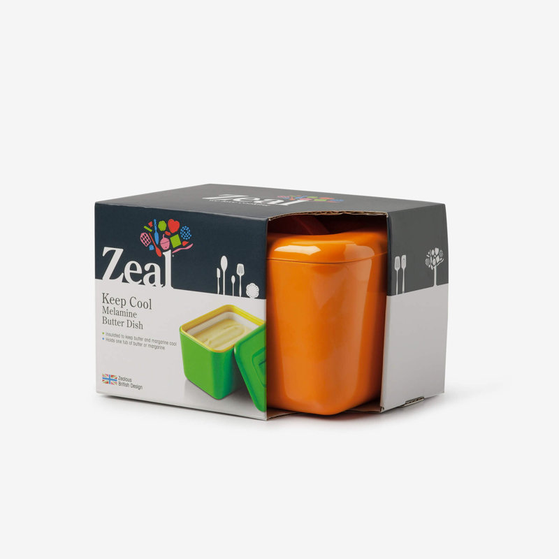 Zeal Melamine Butter Dish, Neon Orange