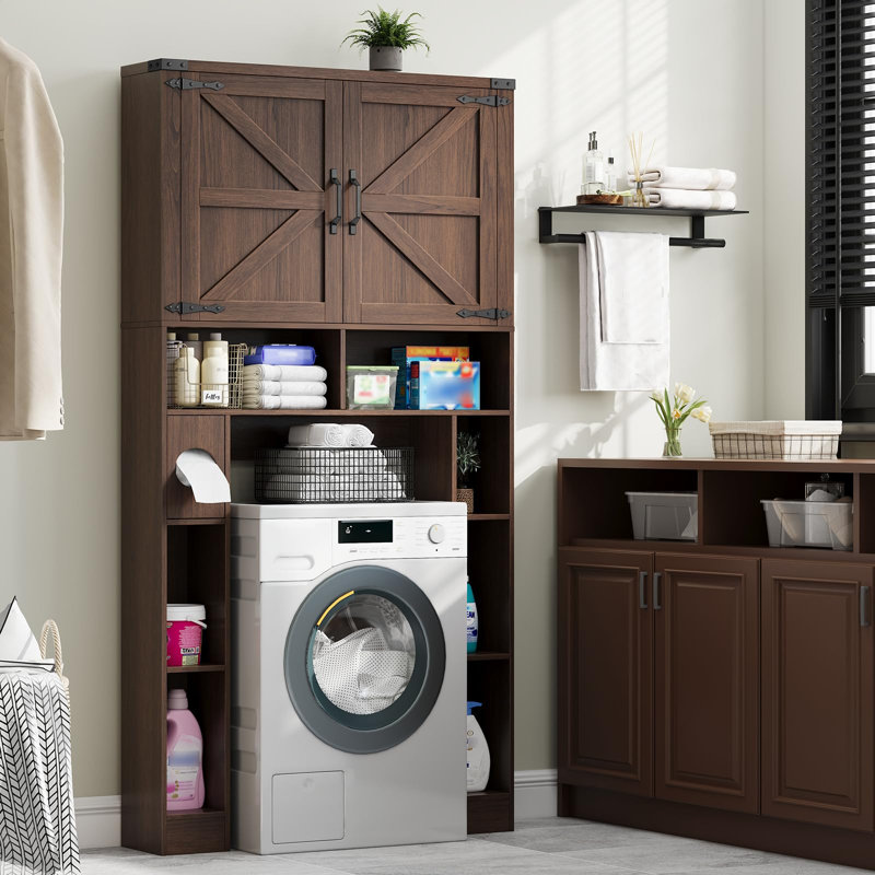 Over The Toilet Storage Cabinet With 2 Barn Doors, Espresso