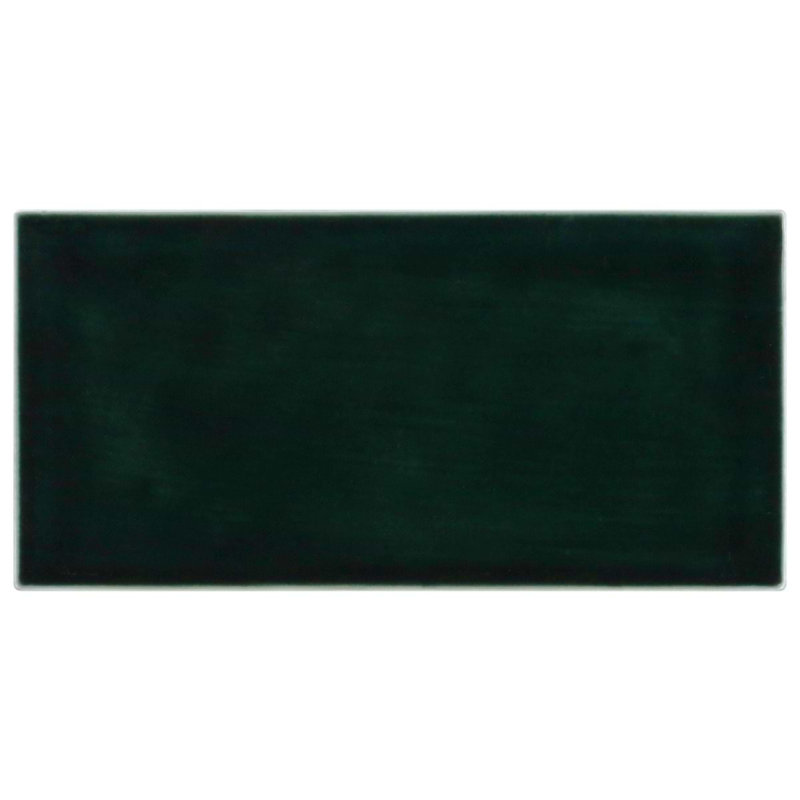 Nabi Subway Deep Emerald Green 4.5X9 Crackled Glossy Glass Tile, Midnight Blue Green