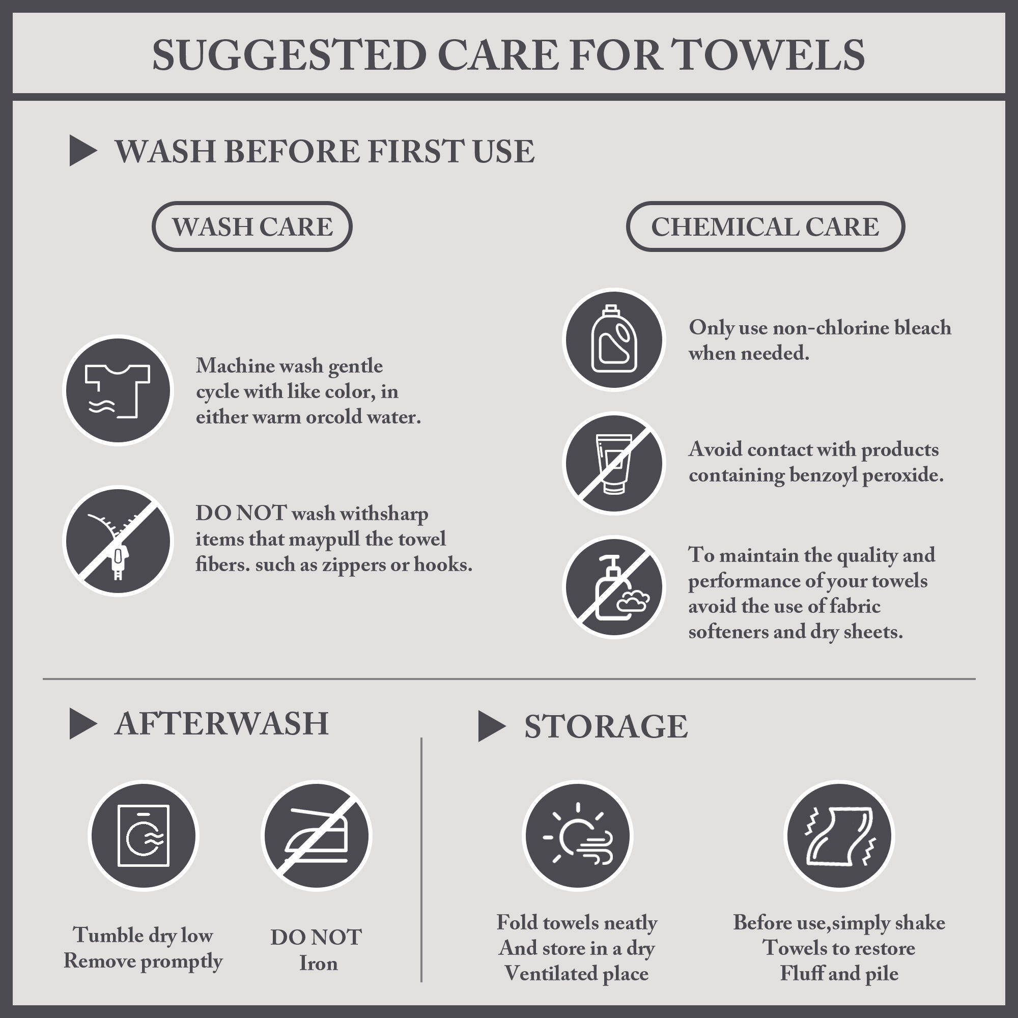 Turkish 100% Cotton Oversized Quick Dry Highly Absorbent Towel Set, 6 Piece Towel Set, Gray