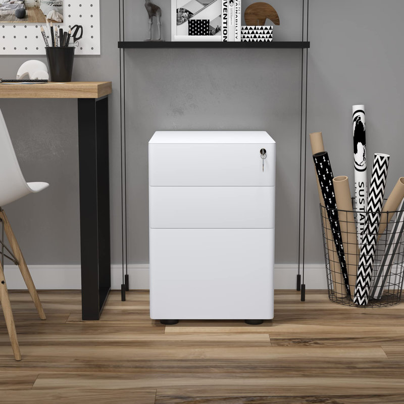 3 Drawer Filing Cabinet, White