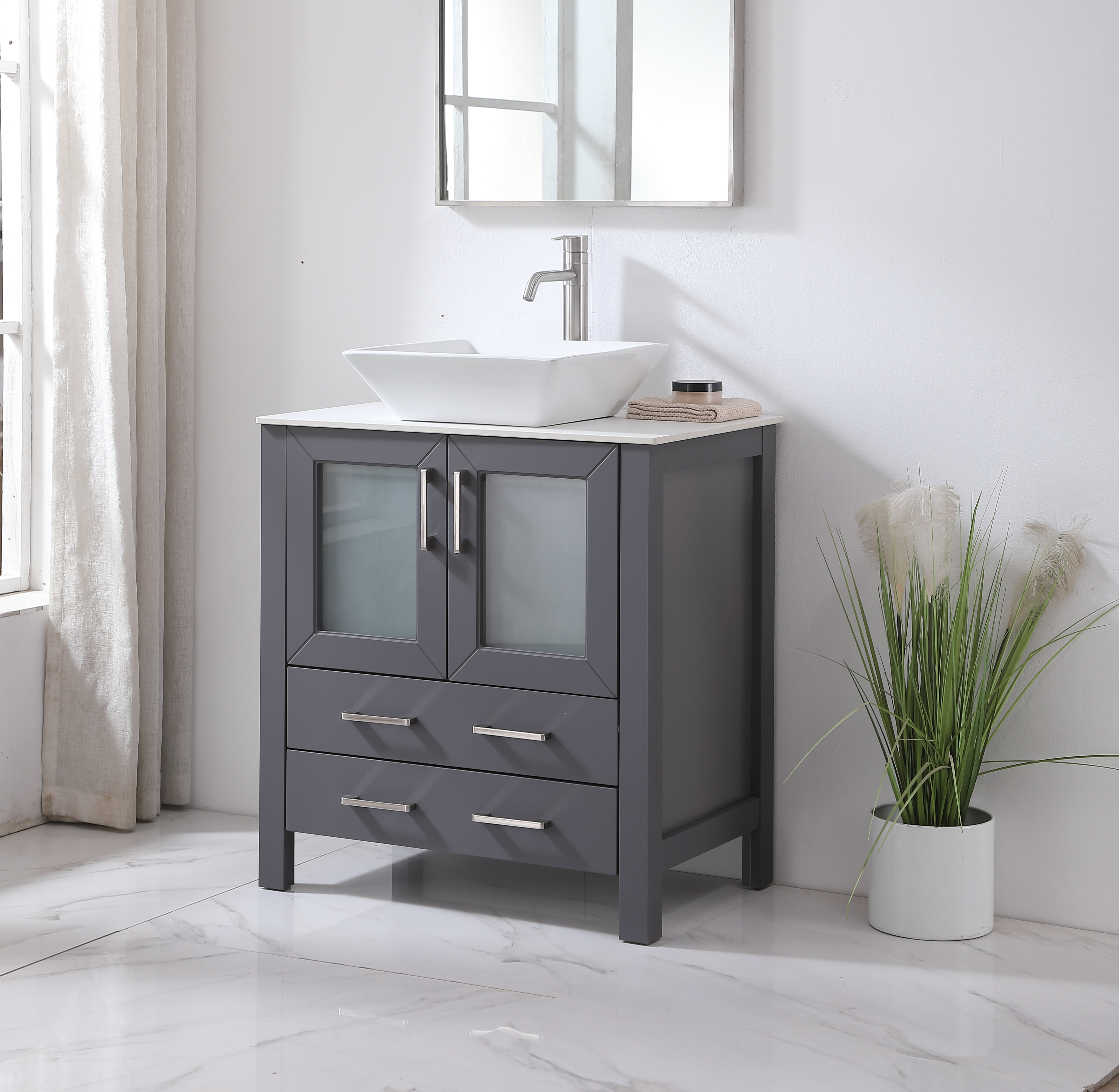 Ivy Bronx Bellmead 30'' Freestanding Single Bathroom Vanity with Ceramic Vanity Top & Reviews