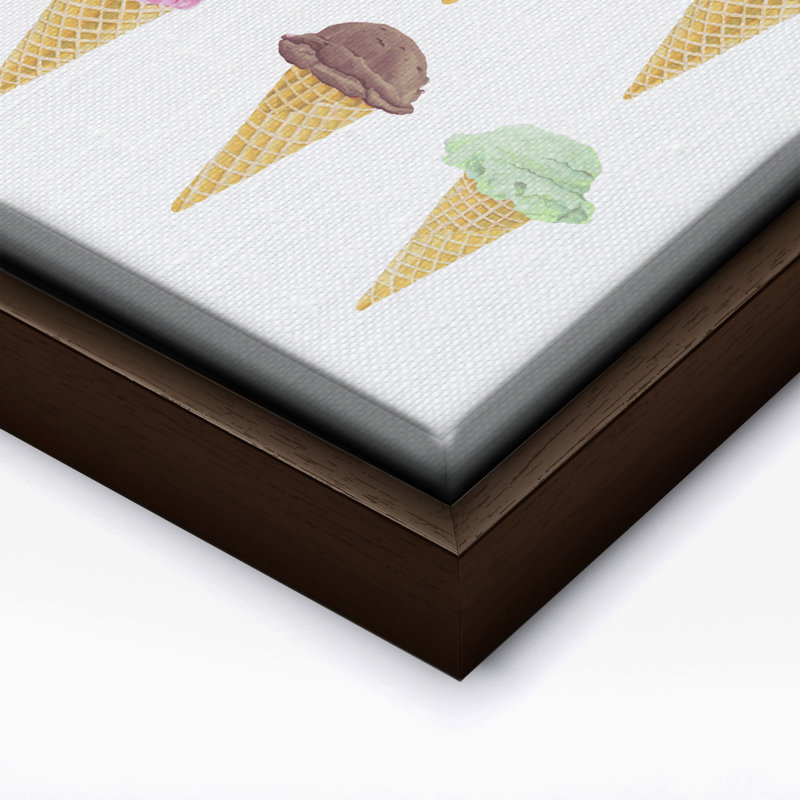 Différentes saveurs de crème glacée, Canevas, H 24 po x l 32 po, Encadrement brun