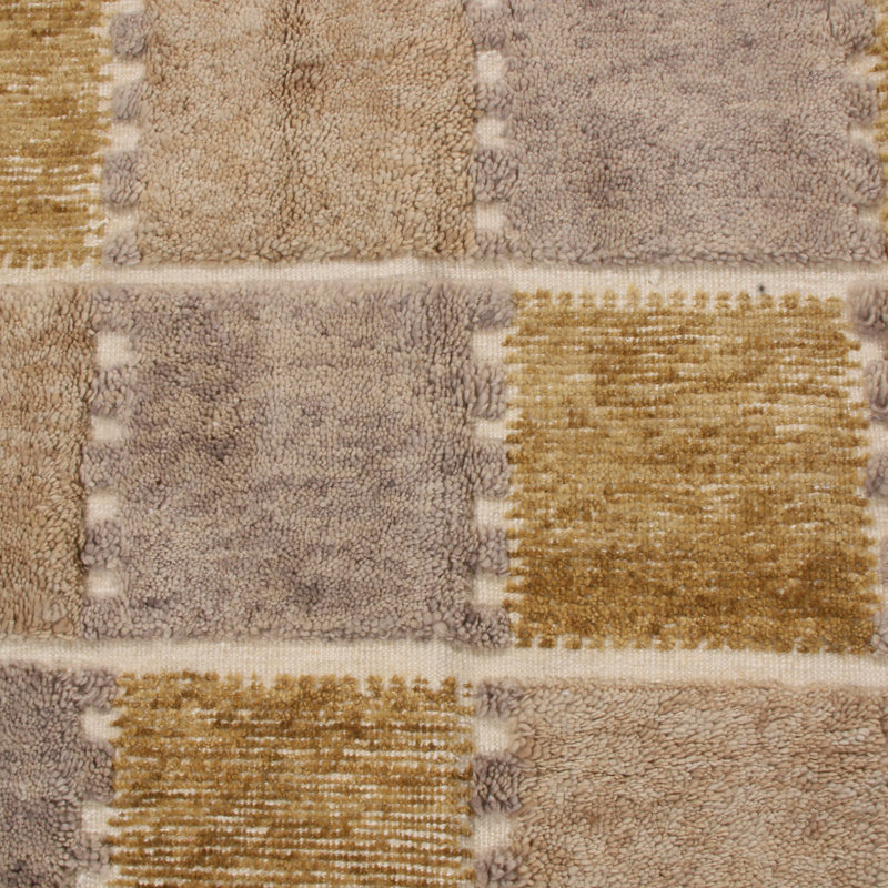 Rug & Kilim’S Scandinavian-Inspired Yellow And Gray Wool Pile Rug, Rectangle 5' x 8'