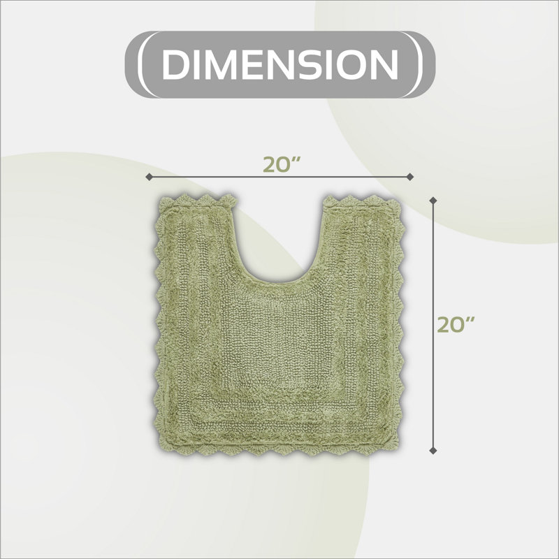 Rasika 100% Cotton 1990 GSM Tufted Reversible U-Shaped Toilet Rug, OEKO-TEX Certified, Ultra Soft & Absorbent, Machine Washable Contour Bath Mat for Toilet & Pedestal Areas, 20" x 20", Sage