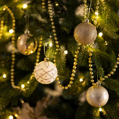 Christmas Ornaments Set, 30Ct White And Gold Shatterproof Christmas Tree Decorations Ball Ornaments Bulk, 2.36 Inches Elegant Hanging Ornaments For Xmas Trees Holiday Decor