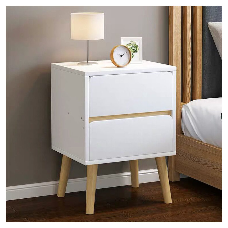 Caillo 46cm W Manufactured Wood Bedside Table, White