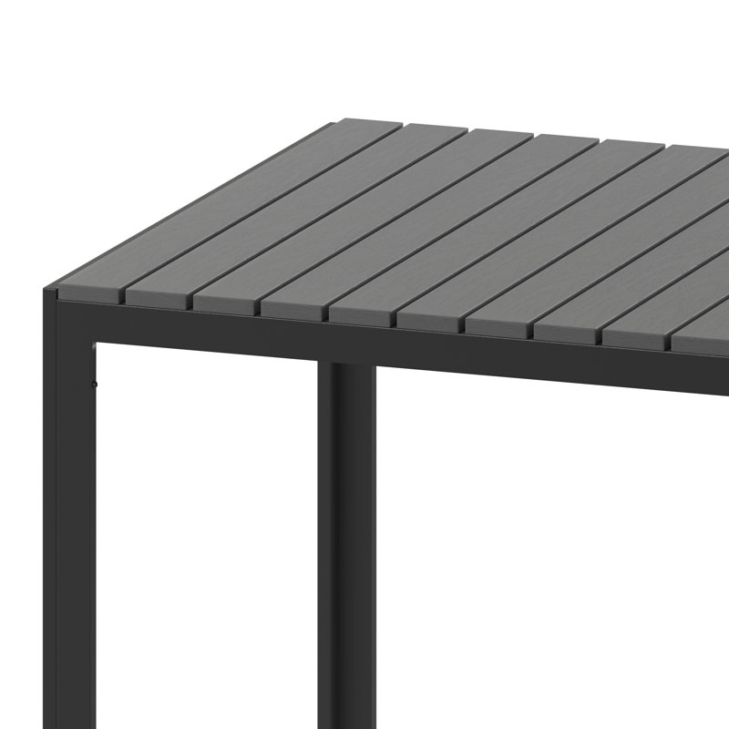 Indoor/Outdoor Commercial Steel Patio Table with Poly Resin Slatted Top