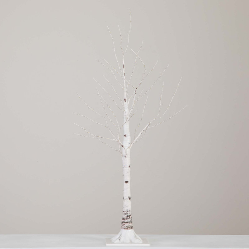 3 pi Bouleau blanc artificiel pré-éclairé avec 120 lumières DEL blanc chaud