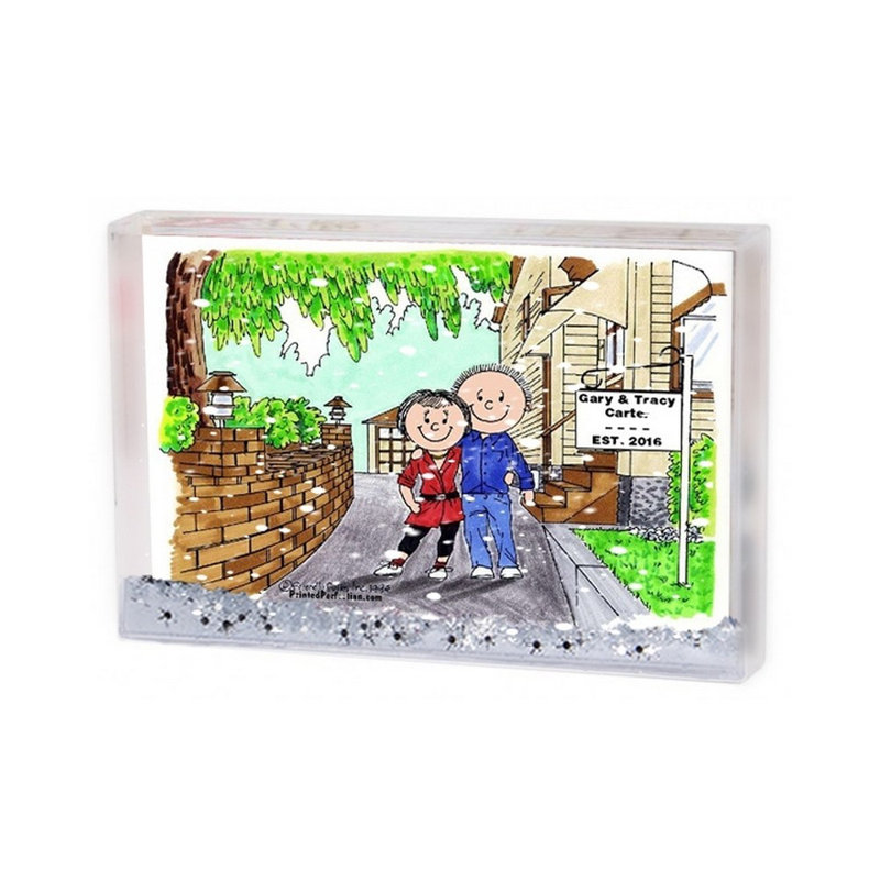 Cadre de boule à neige personnalisé New Home - Couple personnalisé, H 2,5 po x l 3,75 po x P 1 po, Oui