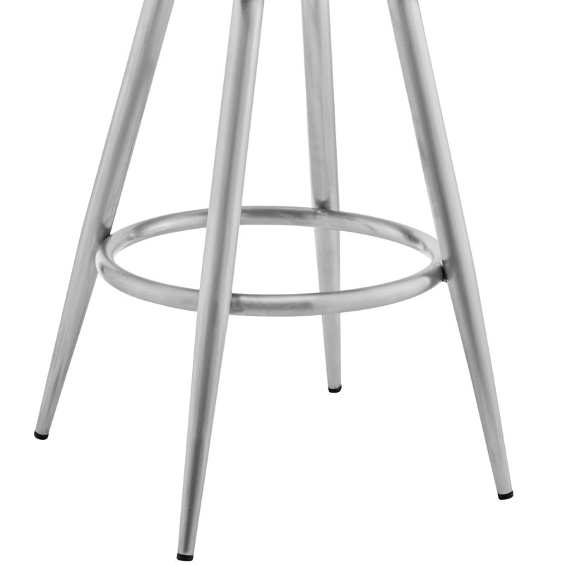 Abhijot Contemporary Swivel Counter or Bar Height Bar Stool with Arms in Faux Leather, and Metal Legs