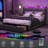 Upholstered Bed Frame with 2 Storage Drawers and Storage Headboard, Built-In LED Lights and Charging Station-176336315