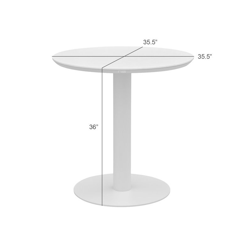 Oretha Tani Table de bar ronde ronde en taupe avec plateau en pierre frittée et base en métal