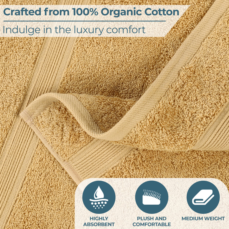 Blue Nile Mills Pure Earth Organic Cotton 9-Piece Bathroom Towel Set, Gold, 9 Piece Towel Set