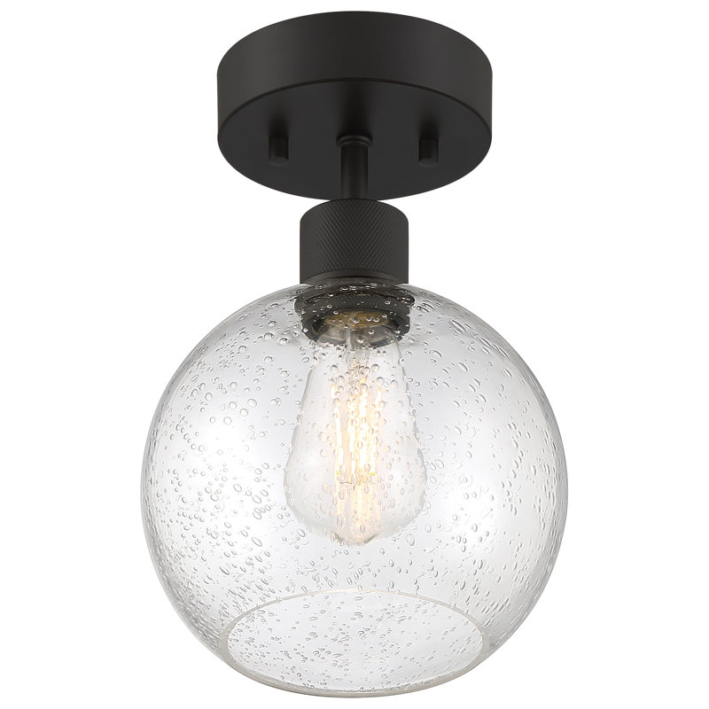 Southglenn Glass Semi Flush Mount, Matte Black