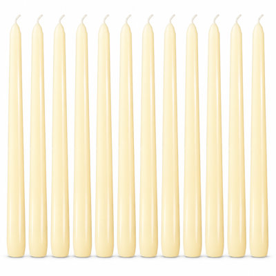 Ivory Taper Candles - 12 Pack, 10 Inch, Unscented