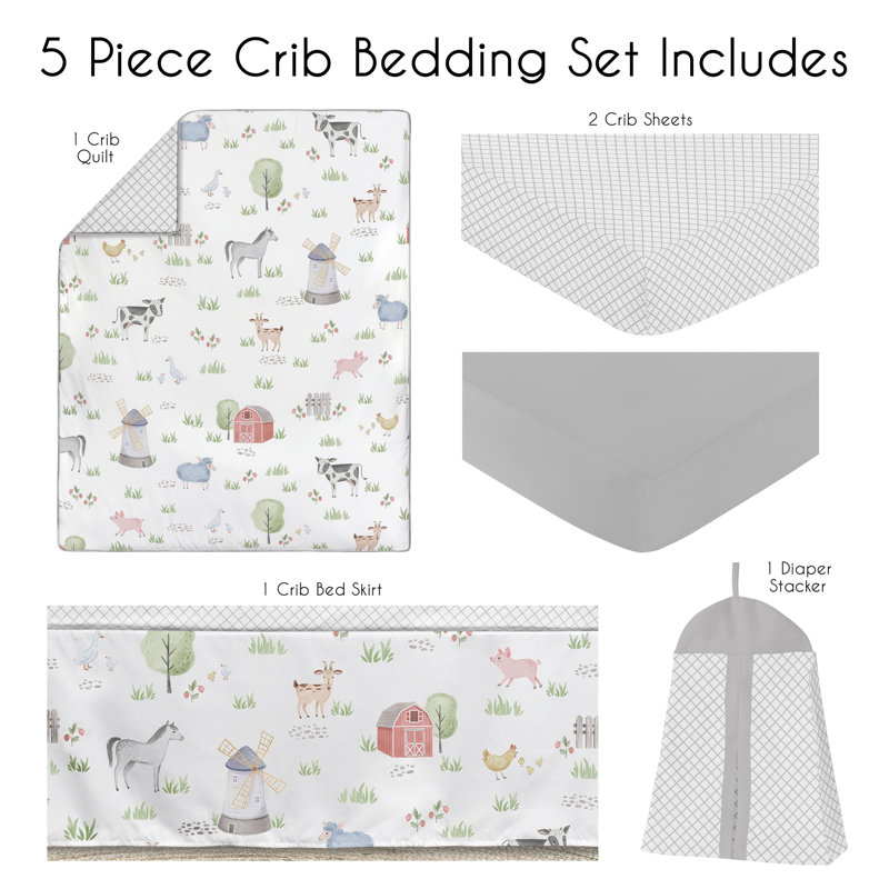 Ensemble de literie pour lit de bébé 5 pièces Farm Farm