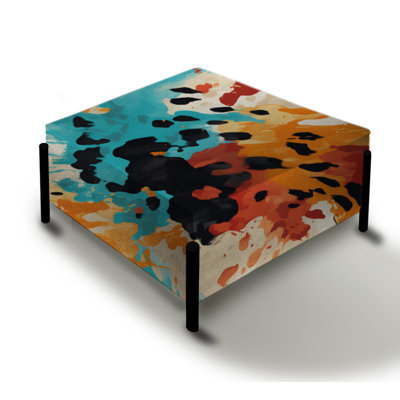 Artistic Expression Tell And Black - Animal Print Large Square Ottoman