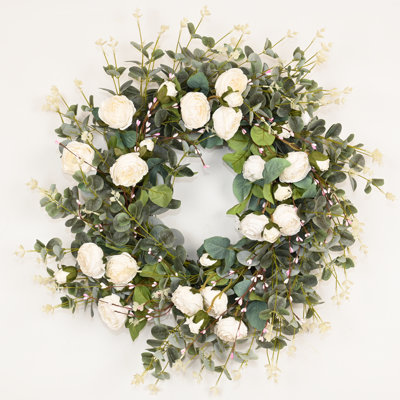 26" Handcrafted Eucalyptus Rose Everyday Wreath