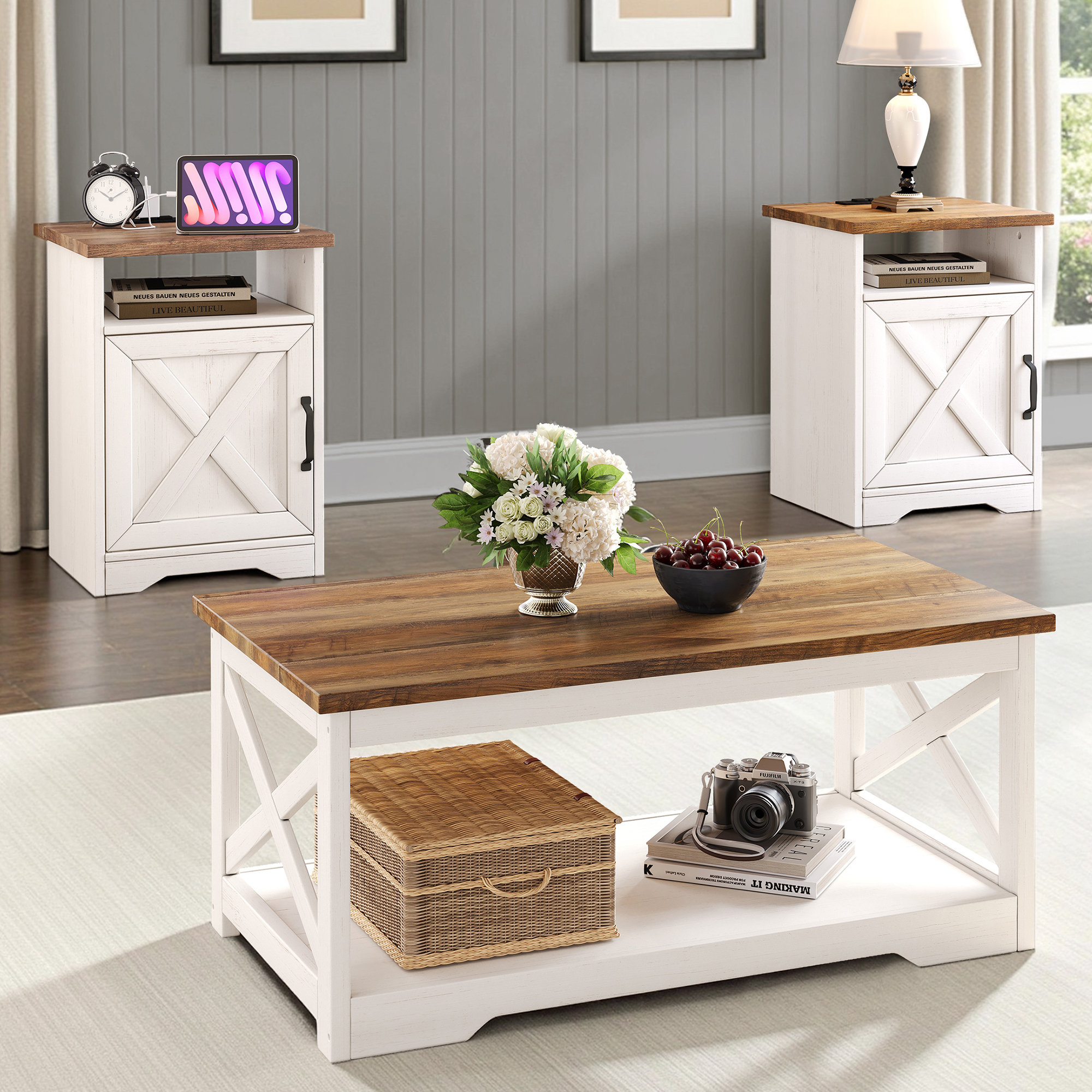 Modern Farmhouse Coffee Table Set of 3