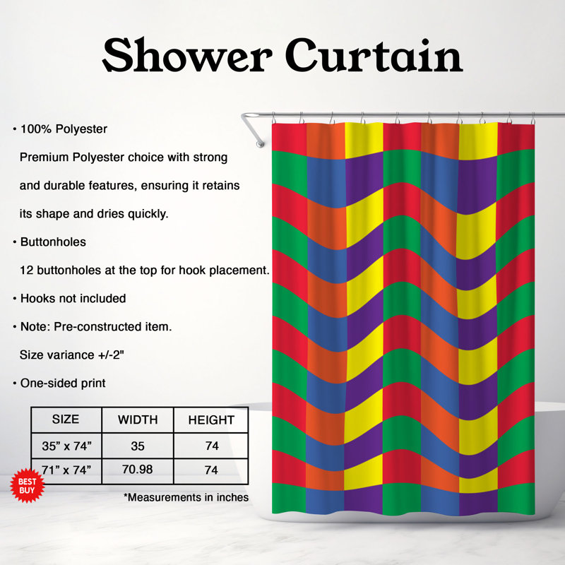 Rainbow Funk - Premium Shower Curtain, 74" H x 71" W
