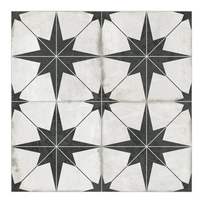 Black Star Patterned Self-Adhesive Wall Tile Sticker. For Kitchen, Bathroom, Fireplace, Stairs. 10 Sheets