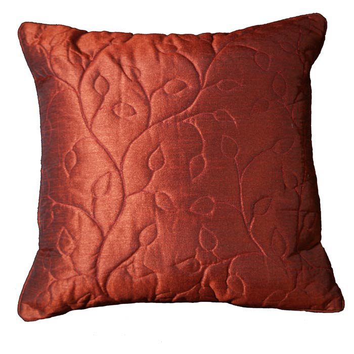 Currant Red 18" Square Quilted Polyester Throw Pillow