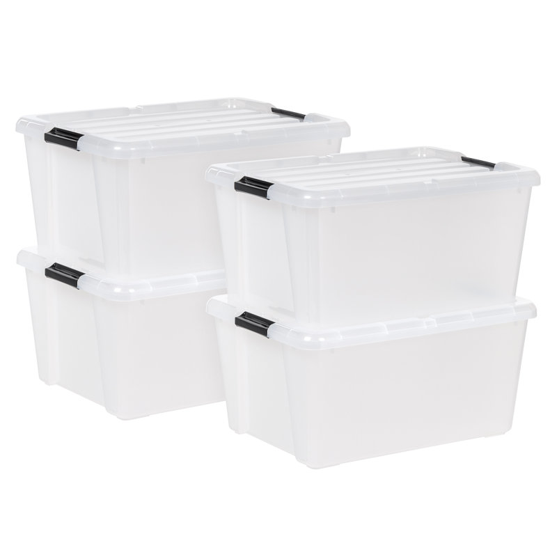 IRIS 45 Qt./11.25 Gal. Plastic Storage Container Bin with Secure Lid and Latching Buckles, Clear