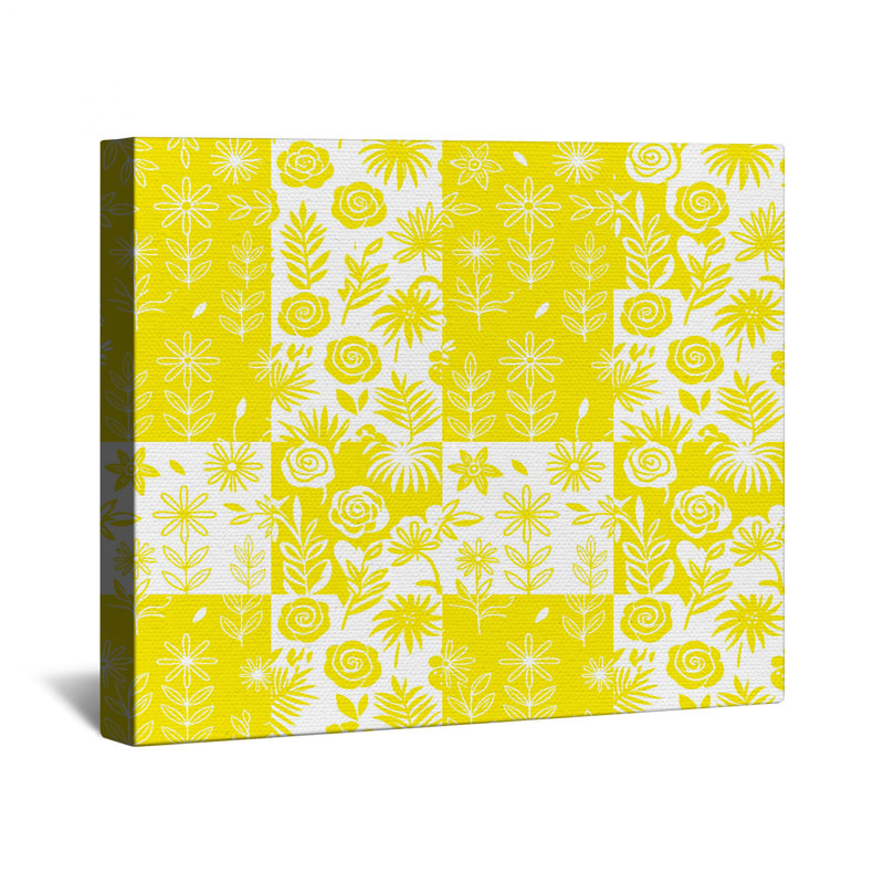 Toile tendue à motif floral jaune en plusieurs tailles, 24 po x 36 po