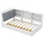 Lit plateforme fonctionnel en bois avec tête de lit, tablettes et tiroirs pour une organisation et un confort accrus-189006825