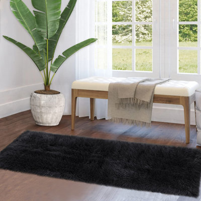 Tapis moelleux de luxe en fausse peau de mouton, tapis moelleux à poils longs pour le salon