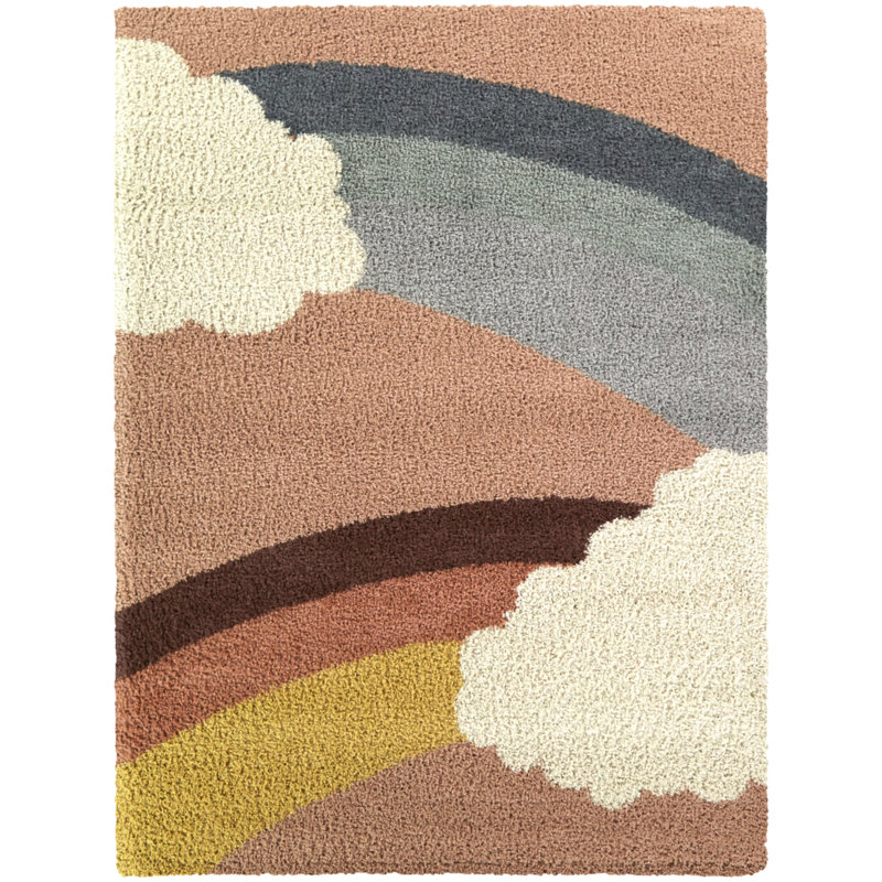 Pink and Multicolor Synthetic Shag Kids' Area Rug