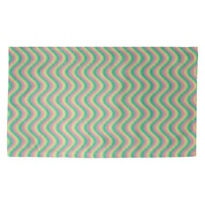 Tapis rayures vert/rouge/jaune à rayures ondulées Avicia