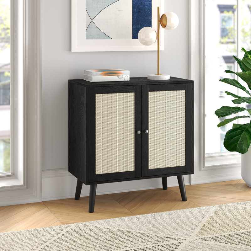 Spiers Solid Wood 2-Door Accent Cabinet, Black