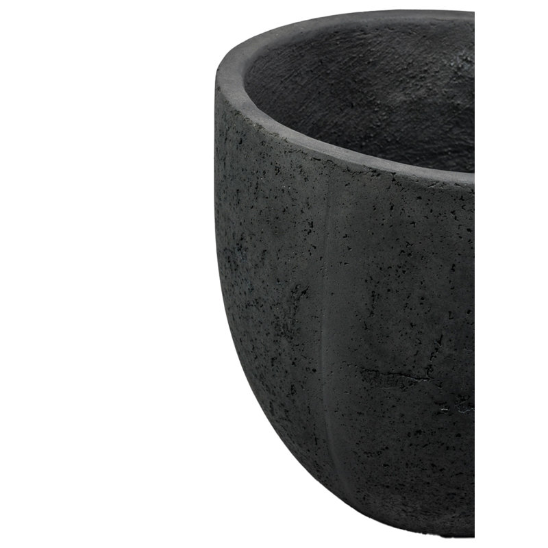 Ebern Designs Charcoal Black Cement Planter Pot, Rough Textured Design, Cachepot For Home Decor, Office Entrance Decoration, Stylish Indoor And Outdoor Plant Holder
