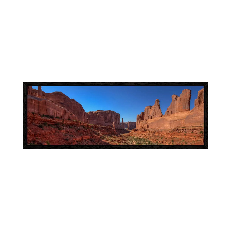 5th Avenue 1 Piece Panoramic Wall Art on Canvas, 30.48 cm H x 91.44 cm W, Black Framed