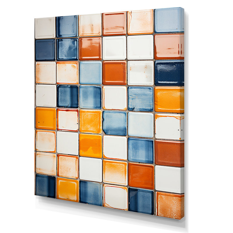 «Earth Tones Color Palette Tiles II», art mural abstrait, Toile tendue, H 20 po x l 12 po x P 1 po