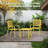 3 Piece Patio Bistro Set, Outdoor Steel Furniture Set, Stackable Modern Conversation Sets For Balcony Garden Deck Patio W/2 Chairs 1 Table, Yellow-1068392262