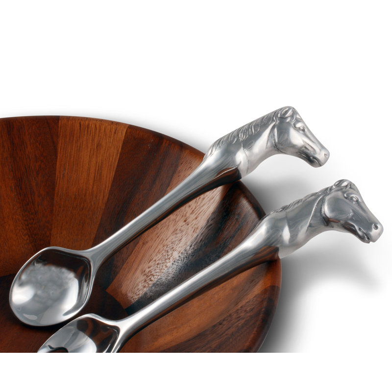Elegant Silver Horse Head Aluminum Salad Servers
