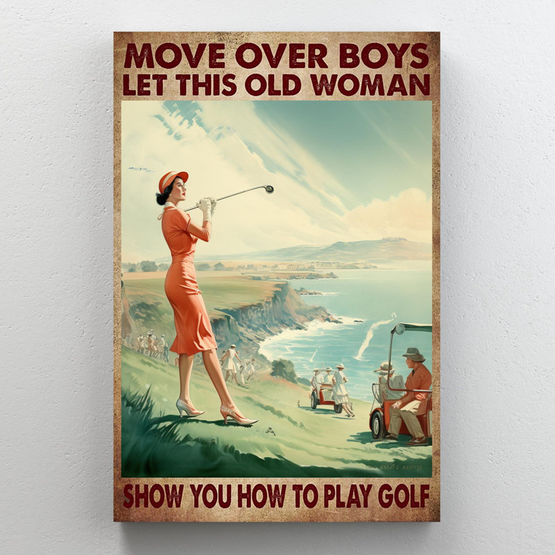 Let This Old Woman Show You How To Play Golf - 1 pièce, impression d'art graphique rectangulaire sur toile tendue