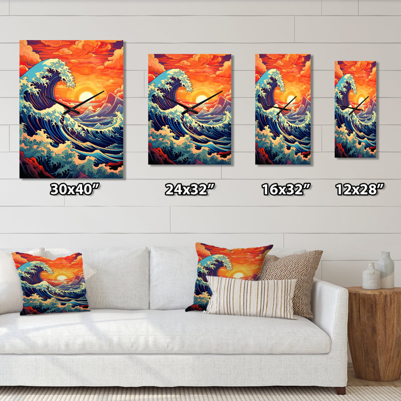Horloge murale avec vagues majestueuses, Moyen