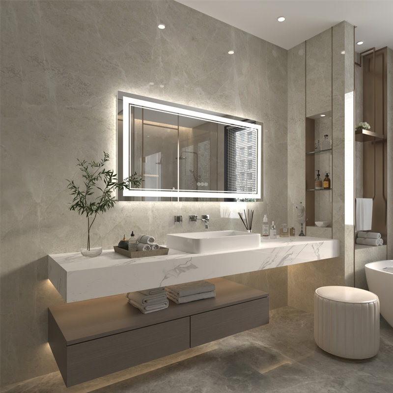 Miroir de salle de bain mural surdimensionné sans cadre, 30 po x 55 po, Rectangle