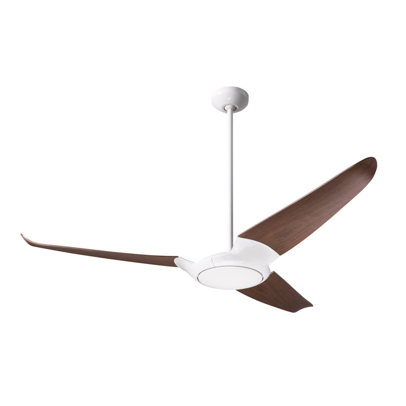 IC Air 56'' Ceiling Fan, Gloss White, Remote Control, Mahogany