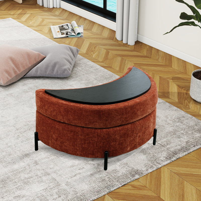 Achorn Upholstered Ottoman, Terracotta Chenille