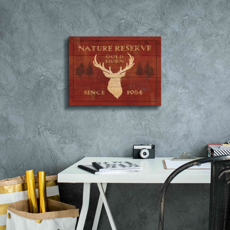 «Lodge Signs IX» par James Wiens, art mural sur toile, H 12 po x l 16 po x P 0,75 po