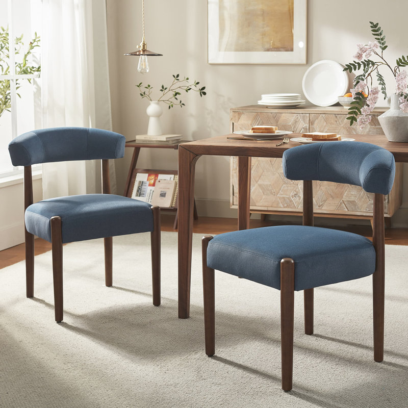 Upholstered Dining Barrel Chair Set of 2, Extra-Wide 20” Seat, Deep Cushioned Comfort, Durable Easy-Care Fabric, Solid Wood Legs