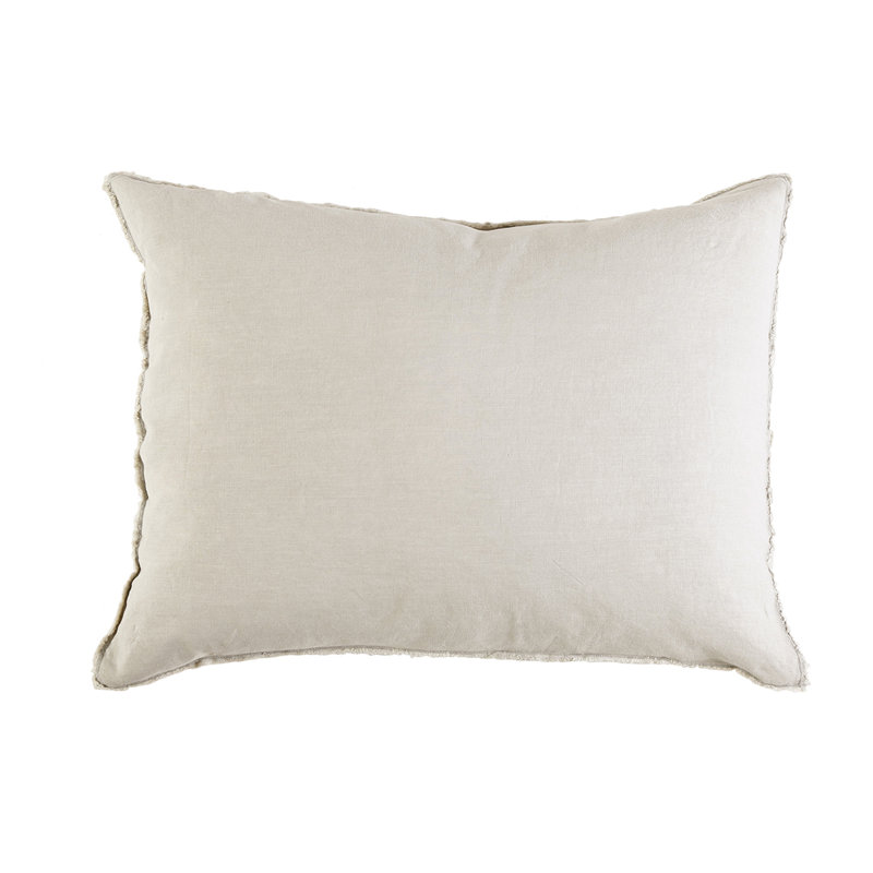 Taupe Standard Stonewashed Linen Sham with Frayed Edges