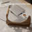 Triangle Glass Coffee Table With Solid Wood Base Abstract Glass Table for Living Room