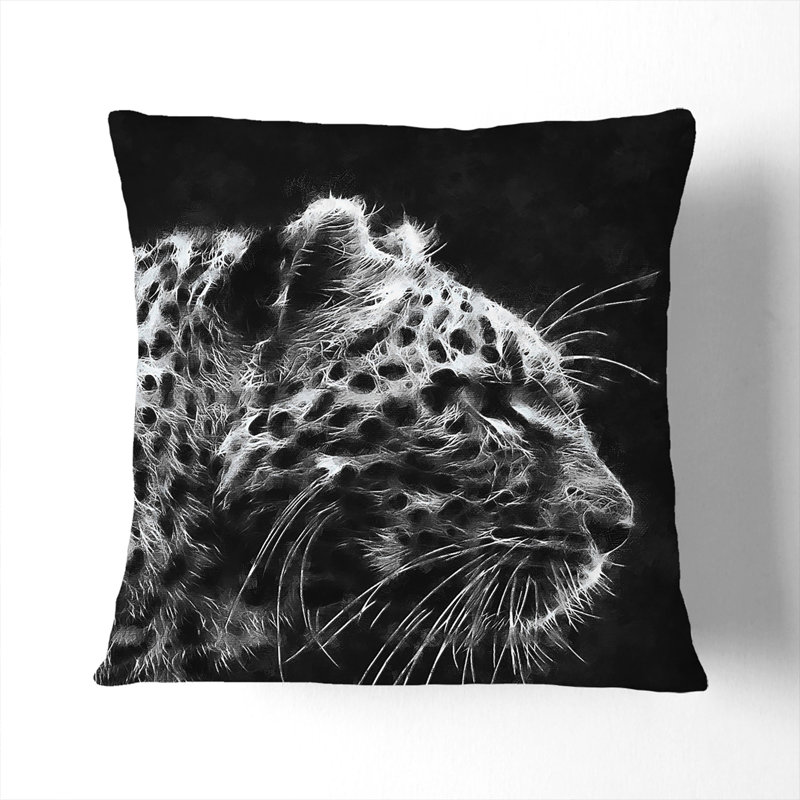 Leopard Vol.4 Square Throw Cushion, White, 40cm H x 40cm W x 15cm D